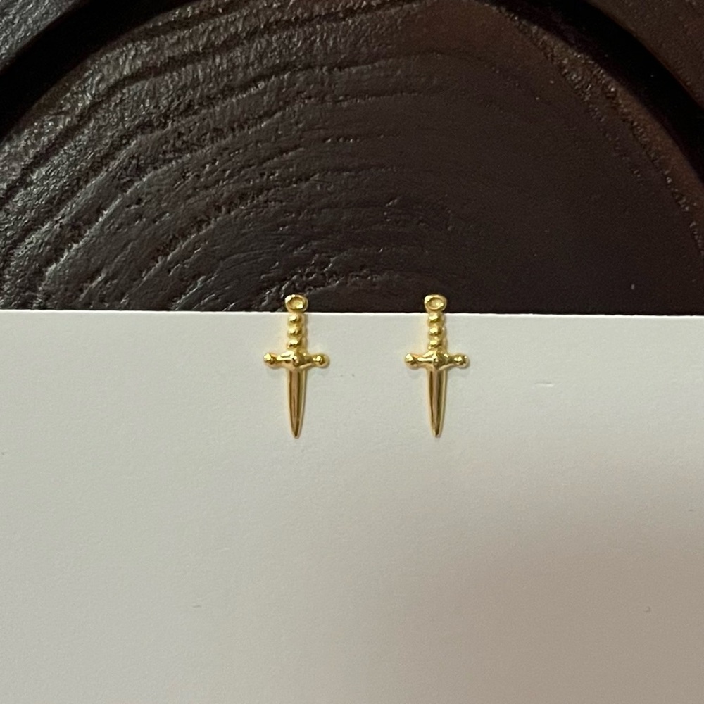 Gold Sword Stud Earrings